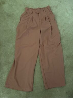 High-Waist Wide Leg Pants in Mauve Brown